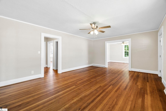 202 E Green St, Iva, SC 29655 - unfurnished room with a ceiling fan, wood finished floors, baseboards, and crown molding