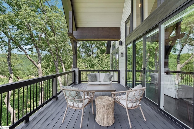 1110 Mountain Summit Rd, Travelers Rest, SC 29690 - wooden deck with outdoor lounge area and french doors