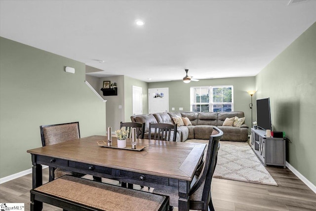 275 Ralston Rd, Greer, SC 29651 - dining room featuring light wood finished floors, a ceiling fan, baseboards, and recessed lighting
