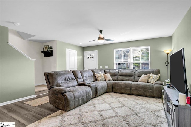 275 Ralston Rd, Greer, SC 29651 - living area featuring wood finished floors, ceiling fan, and baseboards