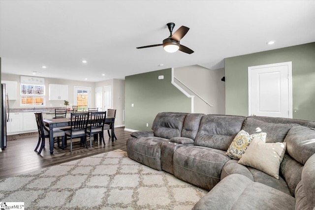 275 Ralston Rd, Greer, SC 29651 - living area with wood finished floors, a ceiling fan, recessed lighting, and baseboards