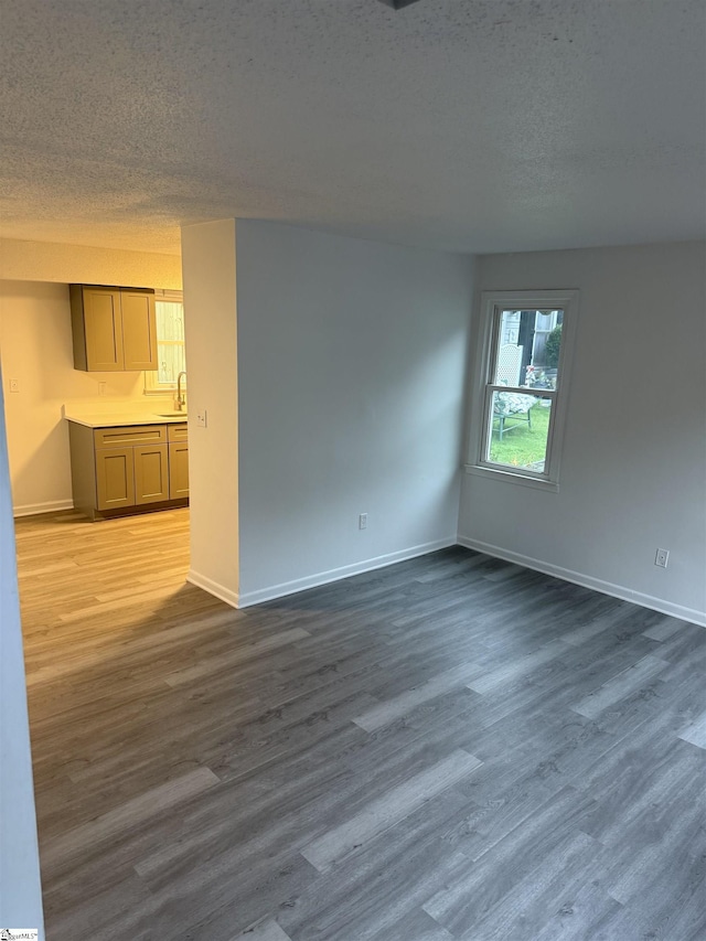 122 Franklin Dr, Central, SC 29630 - empty room featuring dark wood-style flooring, baseboards, a textured ceiling, and a sink