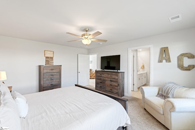 1019 Appalachian Dr, Moore, SC 29369 - bedroom featuring light colored carpet, a ceiling fan, and connected bathroom