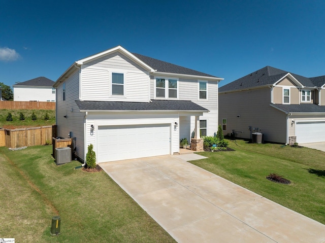 1019 Appalachian Dr, Moore, SC 29369 - view of front of house with a garage, concrete driveway, and central AC unit