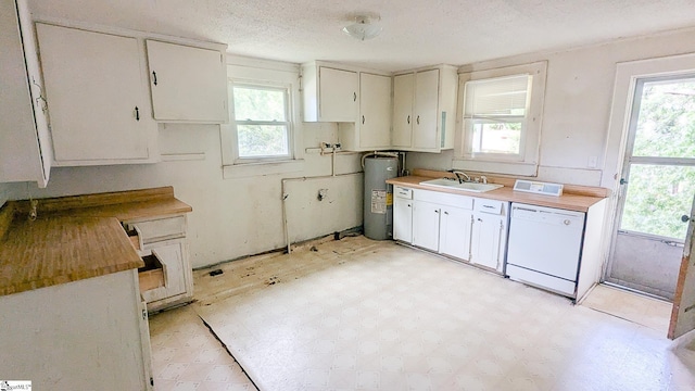 104 Albert St, Greer, SC 29651 - kitchen with white dishwasher, water heater, a sink, light flooring, and light countertops