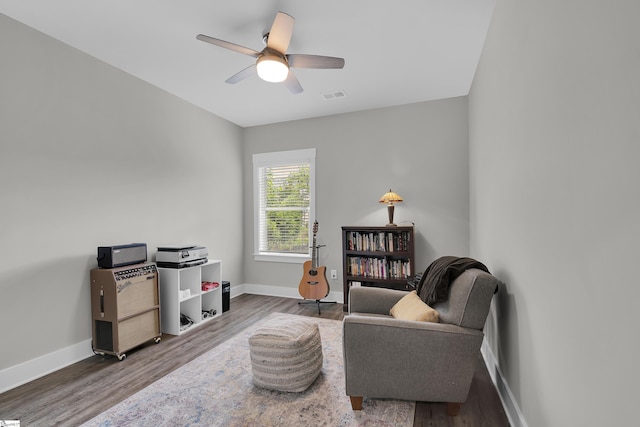113 Marshfield Trl, Simpsonville, SC 29680 - sitting room featuring baseboards, wood finished floors, and ceiling fan