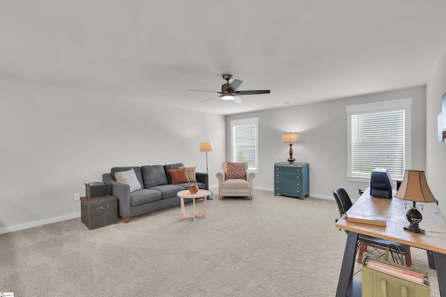 113 Marshfield Trl, Simpsonville, SC 29680 - carpeted living room with ceiling fan and baseboards