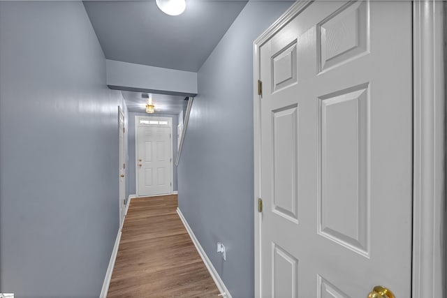 470 Canewood Pl, Mauldin, SC 29662 - hallway with baseboards and wood finished floors