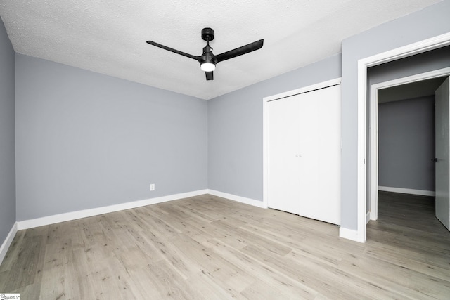 127 Chelsea St, Moore, SC 29369 - unfurnished bedroom featuring light wood finished floors, baseboards, ceiling fan, and a closet