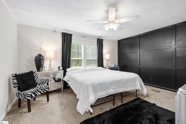 105 Penson Rd, Honea Path, SC 29654 - bedroom with ornamental molding, carpet floors, a ceiling fan, a textured ceiling, and baseboards