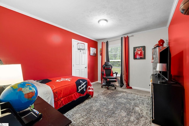 105 Penson Rd, Honea Path, SC 29654 - bedroom with ornamental molding, baseboards, carpet flooring, and a textured ceiling
