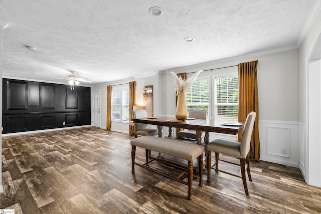 105 Penson Rd, Honea Path, SC 29654 - dining room with a decorative wall, plenty of natural light, ornamental molding, wood finished floors, and a textured ceiling