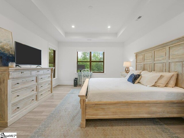 115 Harbor Master Ln, Taylors, SC 29687 - bedroom featuring light wood finished floors, a raised ceiling, recessed lighting, and baseboards