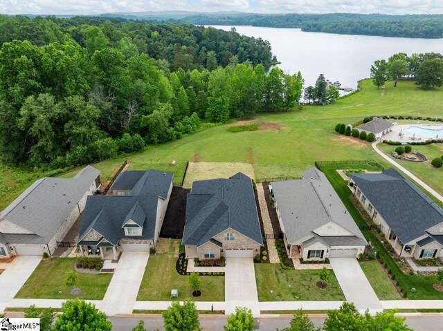115 Harbor Master Ln, Taylors, SC 29687 - aerial perspective of suburban area with a nearby body of water and a forest
