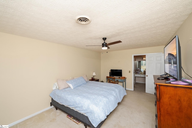 208 S Severn Cir, Easley, SC 29642 - bedroom featuring light carpet, baseboards, a ceiling fan, and a textured ceiling