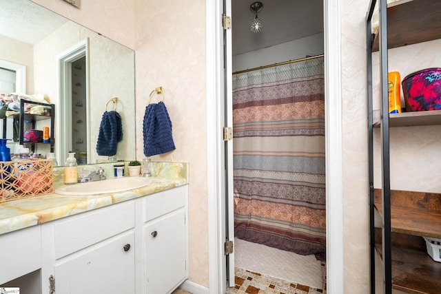 208 S Severn Cir, Easley, SC 29642 - bathroom featuring vanity and a shower with shower curtain