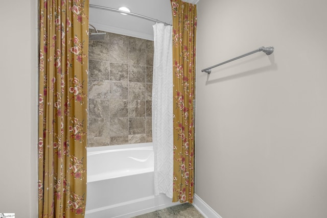 121 Lowe Rd, Piedmont, SC 29673 - bathroom with shower / bath combination with curtain and baseboards