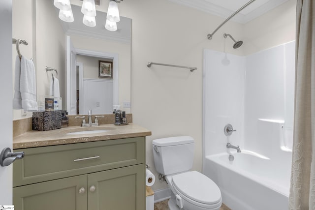 121 Lowe Rd, Piedmont, SC 29673 - bathroom with toilet, shower / tub combo, vanity, and ornamental molding