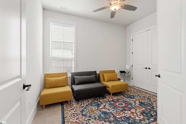 1 Winding Rock Rd, Simpsonville, SC 29680 - sitting room featuring ceiling fan, carpet flooring, and baseboards