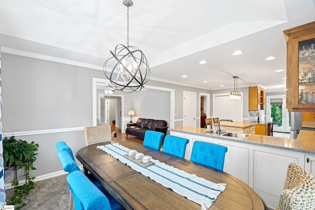 8 Nigh Oak Trce, Greer, SC 29651 - dining area featuring a chandelier, recessed lighting, baseboards, and ornamental molding