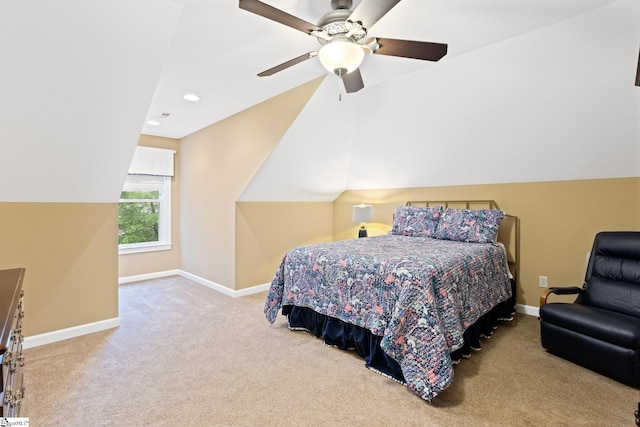 8 Nigh Oak Trce, Greer, SC 29651 - bedroom featuring carpet flooring, baseboards, lofted ceiling, ceiling fan, and recessed lighting