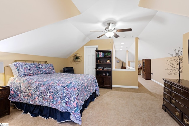 8 Nigh Oak Trce, Greer, SC 29651 - bedroom with carpet flooring, vaulted ceiling, ceiling fan, and baseboards
