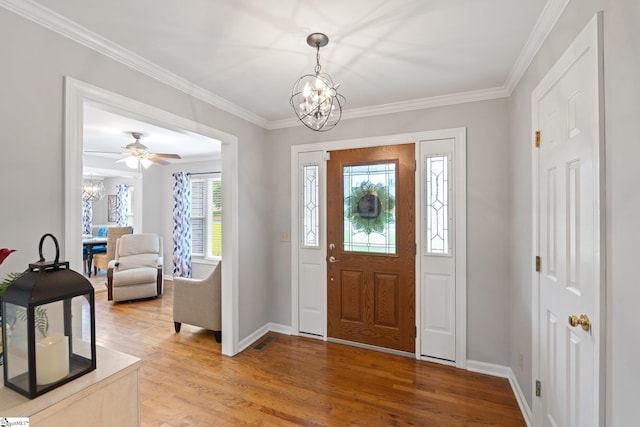 8 Nigh Oak Trce, Greer, SC 29651 - foyer entrance with a chandelier, light wood-style floors, ornamental molding, and baseboards