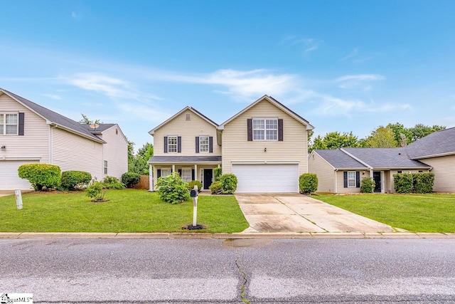 19 Hartwell Dr, Simpsonville, SC 29681 - traditional home with an attached garage, concrete driveway, and a front lawn
