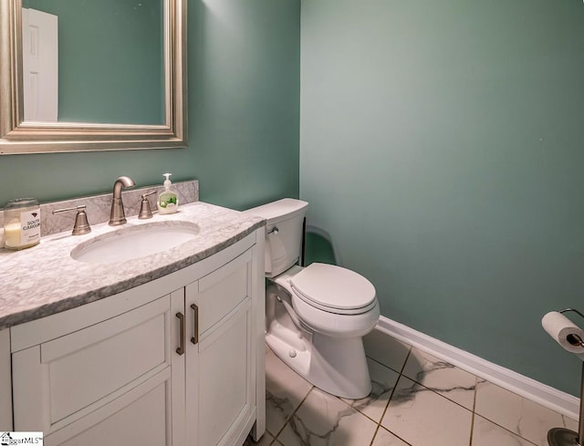 19 Hartwell Dr, Simpsonville, SC 29681 - half bath featuring marble finish flooring, vanity, toilet, and baseboards