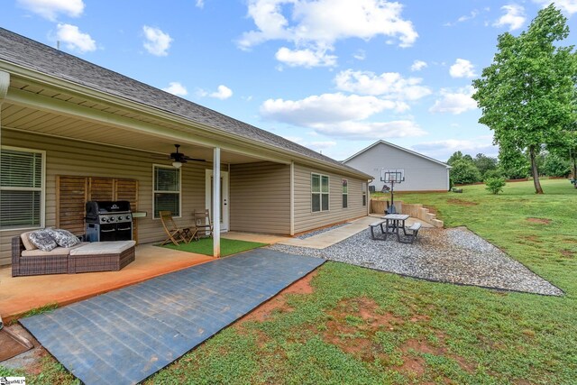 881 Cothran Rd, Inman, SC 29349 - view of green lawn featuring a patio area and ceiling fan