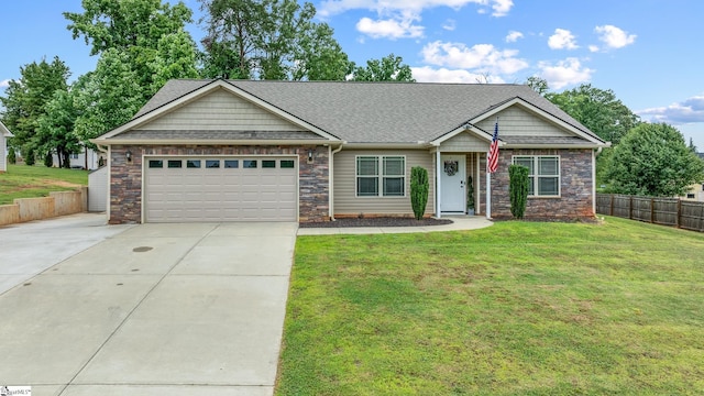 881 Cothran Rd, Inman, SC 29349 - view of front facade featuring a garage, concrete driveway, stone siding, and roof with shingles