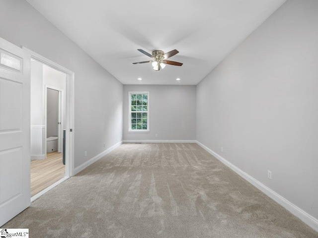 251 Saddlebrook Dr, Moore, SC 29369 - empty room featuring ceiling fan, carpet floors, baseboards, and recessed lighting