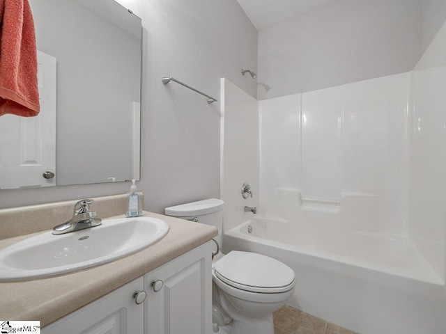 251 Saddlebrook Dr, Moore, SC 29369 - bathroom featuring toilet, vanity, shower / bathtub combination, and tile patterned flooring