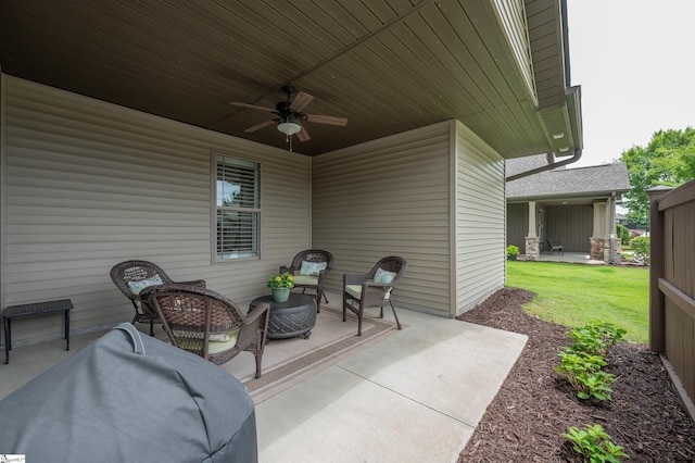 26 Bradstock Dr, Greer, SC 29650 - view of patio with ceiling fan and an outdoor living space