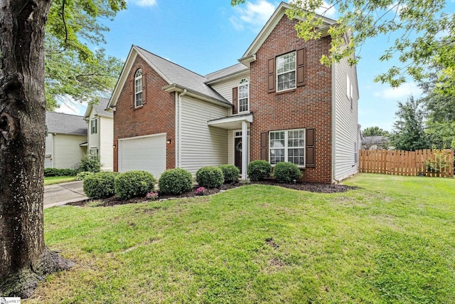 16 N Orchard Farms Ave, Simpsonville, SC 29681 - traditional home with brick siding, a garage, and concrete driveway