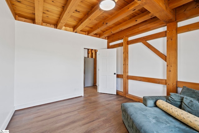 868 Old Hundred Rd, Pelzer, SC 29669 - sitting room featuring wood finished floors, baseboards, and wooden ceiling with exposed beams