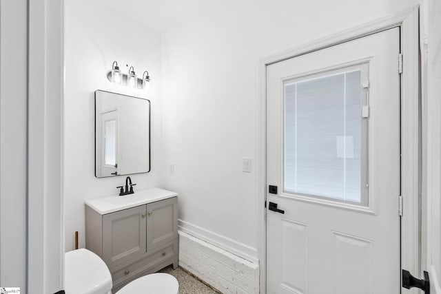 868 Old Hundred Rd, Pelzer, SC 29669 - bathroom featuring toilet, vanity, and speckled floor
