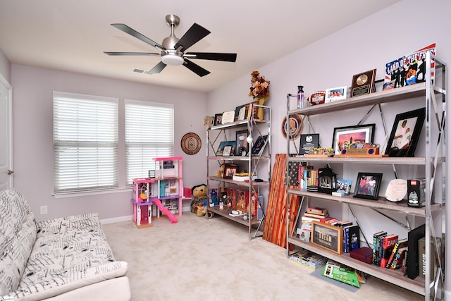 41 Irvington Dr, Greer, SC 29650 - rec room featuring ceiling fan, carpet, and baseboards