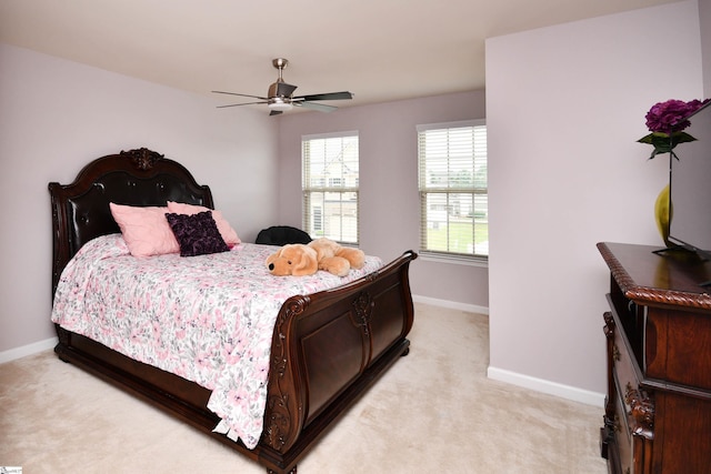 41 Irvington Dr, Greer, SC 29650 - bedroom with baseboards, light carpet, and ceiling fan