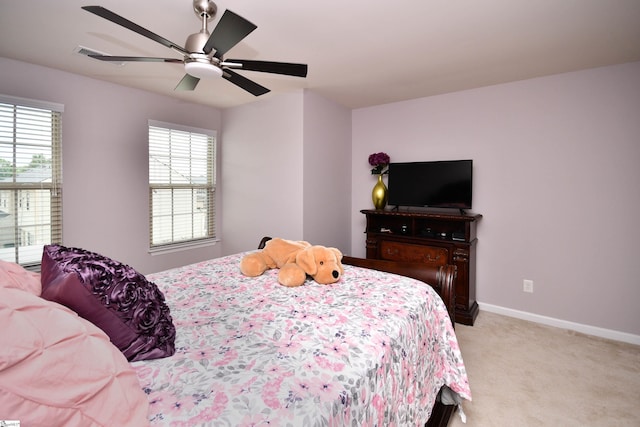 41 Irvington Dr, Greer, SC 29650 - bedroom with light colored carpet, a ceiling fan, and baseboards