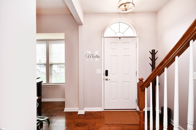 41 Irvington Dr, Greer, SC 29650 - foyer featuring plenty of natural light, wood finished floors, stairway, and baseboards
