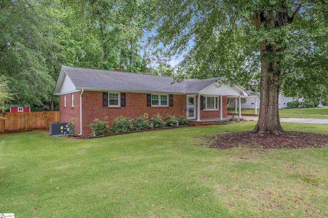 502 Hunts Bridge Rd, Greenville, SC 29617 - single story home with brick siding, covered porch, and cooling unit