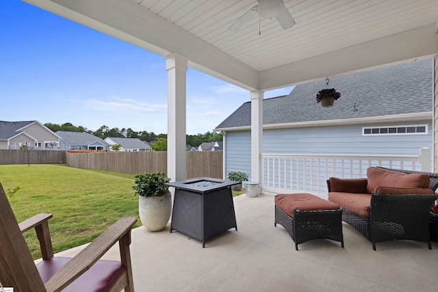 603 Betony Way, Greenville, SC 29607 - view of patio / terrace featuring a fire pit and a ceiling fan