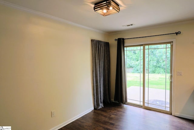 208 Catterick Way, Fountain Inn, SC 29644 - empty room featuring crown molding, baseboards, and dark wood finished floors