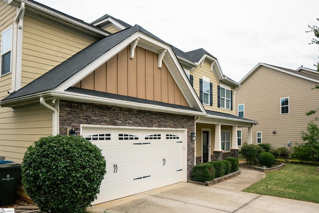 140 Belgian Blue Way, Fountain Inn, SC 29644 - craftsman inspired home with board and batten siding, stone siding, concrete driveway, and a garage
