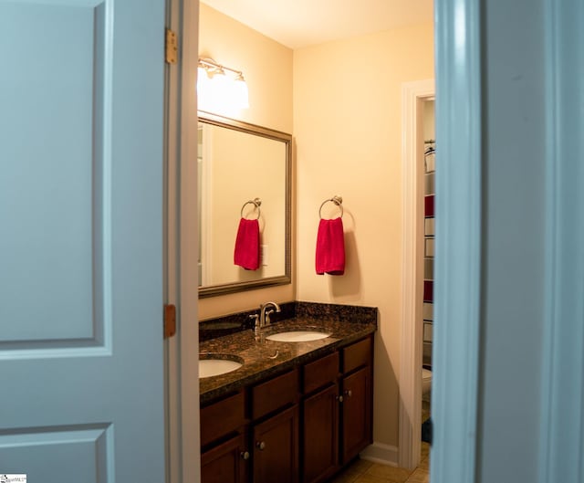140 Belgian Blue Way, Fountain Inn, SC 29644 - bathroom featuring double vanity, toilet, and tile patterned floors
