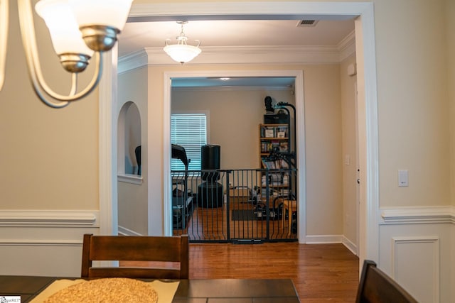140 Belgian Blue Way, Fountain Inn, SC 29644 - hallway with wood finished floors and ornamental molding