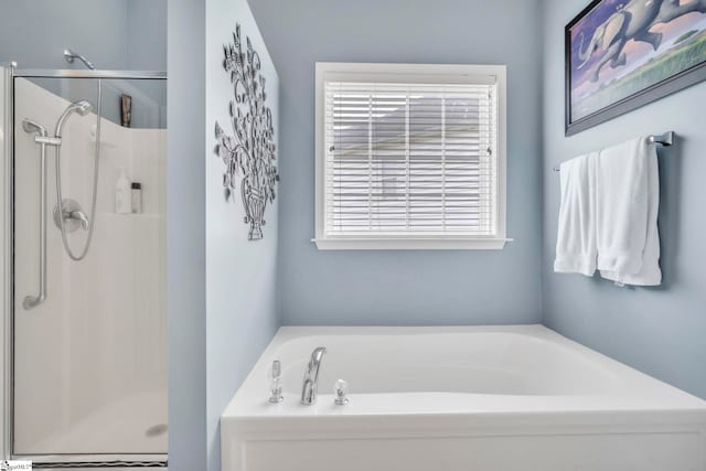 721 Dutchman Ct, Greer, SC 29651 - bathroom featuring a stall shower and a garden tub