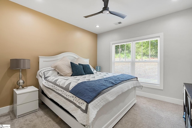 100 Grandview Dr, Anderson, SC 29625 - bedroom featuring light colored carpet, baseboards, recessed lighting, and a ceiling fan
