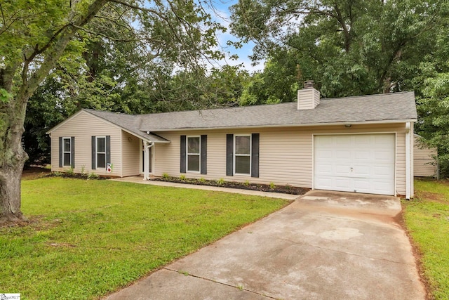 113 Sedgefield Ct, Anderson, SC 29621 - ranch-style house featuring driveway, a front lawn, a chimney, and a garage